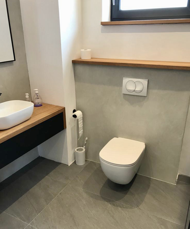 Kupaonica Caqui Suave Concrete mat na zidu 4a Kupaonica mikrocement Caqui Suave Concrete mat